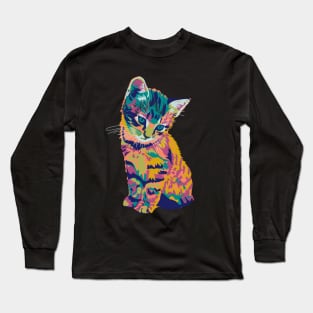 Colorful Kitten Long Sleeve T-Shirt